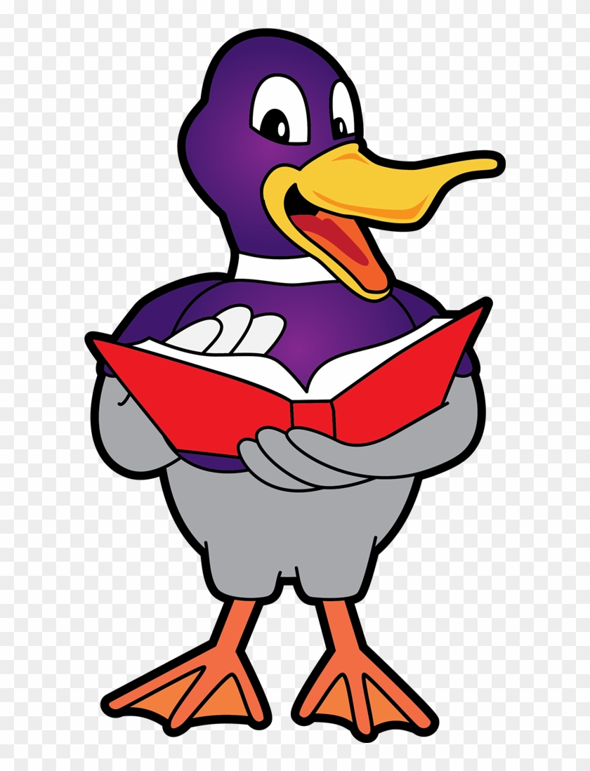 Duck Reading A Book - Ducks At School Cartoon #261431