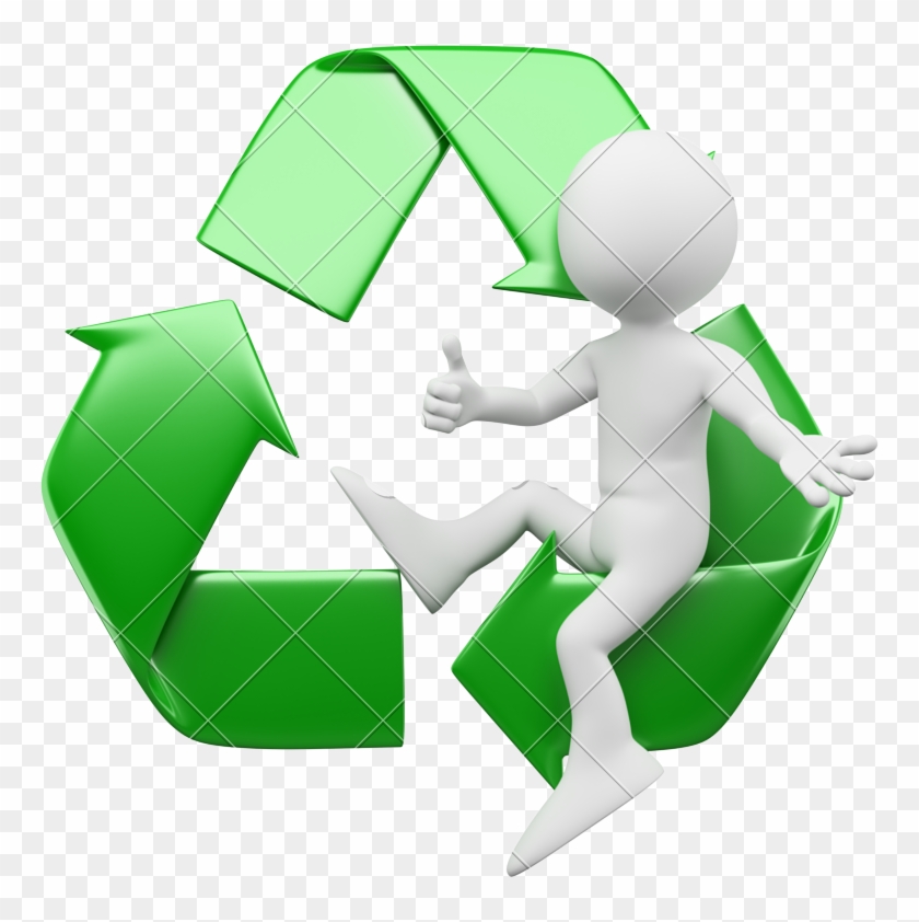 3d Man Sitting In The Recycling Symbol - Recycling Symbol Mit Männchen #261671