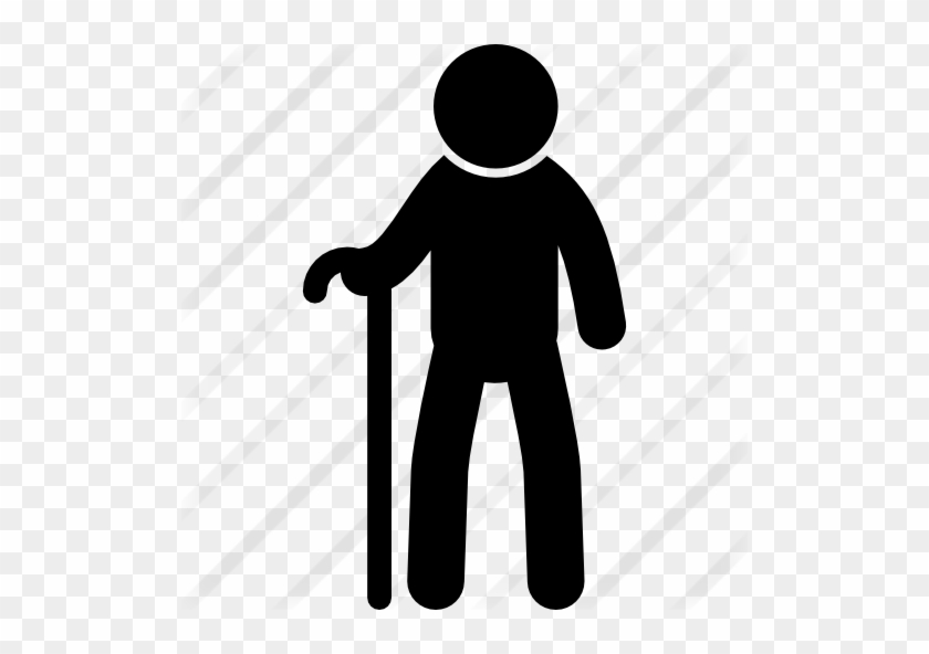 Old Man From Frontal View With A Cane - Old Man Vector Png #261820