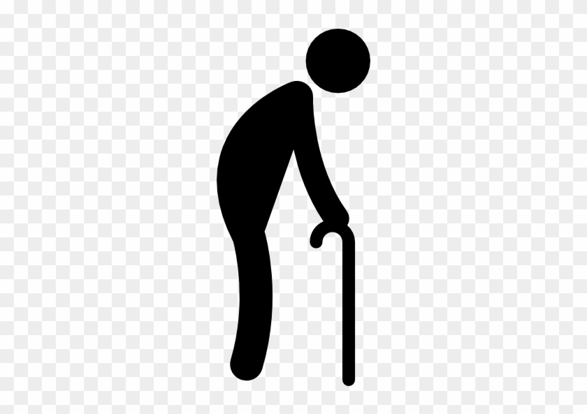 Old Man Walking With A Crutch Vector - Old Man Icon #261848