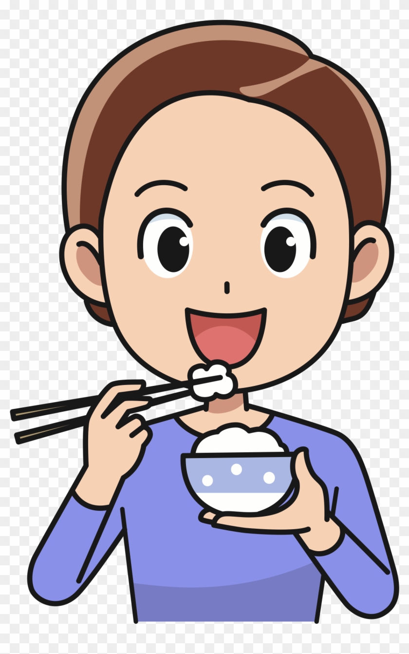 Clipart - Man Eating Rice Cartoon #261940