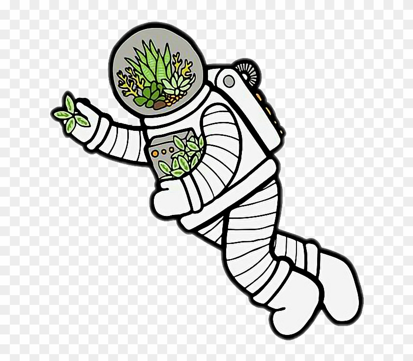 Space Astronaut Plant Leaf Plants Spaceman Outer Space - Sticker Cartoons #261965