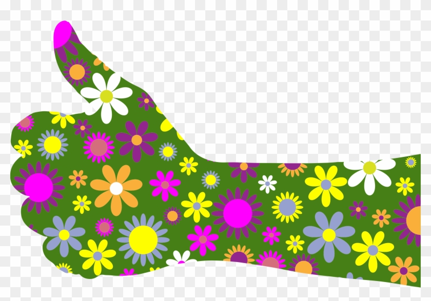 Retro Floral Thumbs Up Arm - Thumbs Up Flowers #262061