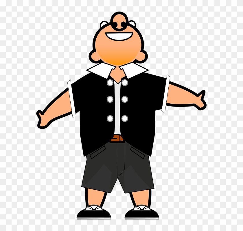 Shorts Man, Happy, Laughing, Suit, Fat, Cartoon, Comic, - Cartoon Happy Man #262238