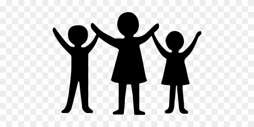 Three, Children, Kids, Male, Female - Kids Clipart Silhouette #262429