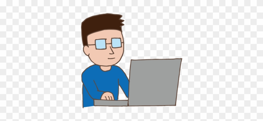 Young Man Using Laptop - Clip Art #262457