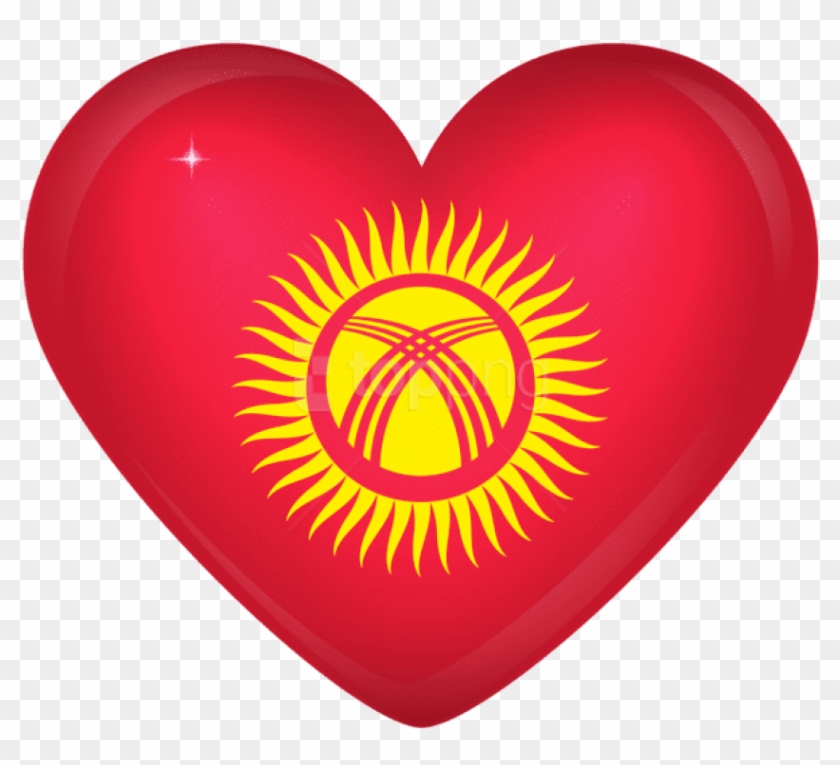 Free Png Download Kirgizstan Large Heart Flag Clipart - Kyrgyzstan Flag Circle #1708218