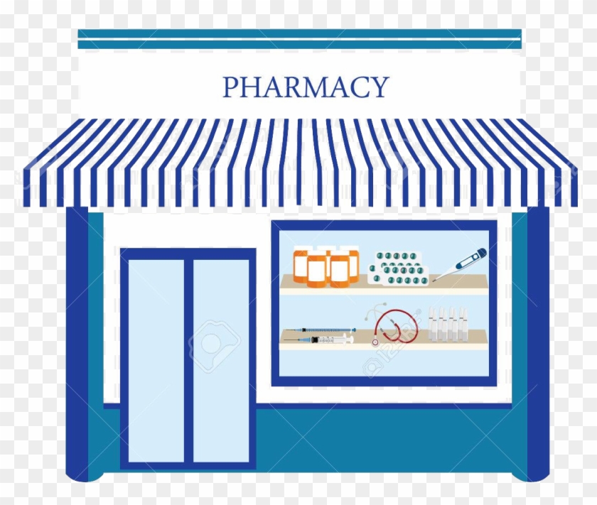 60655246 Raster Illustration Pharmacy Drugstore Shop - Pharmacy Shop Vector  - Free Transparent PNG Clipart Images Download