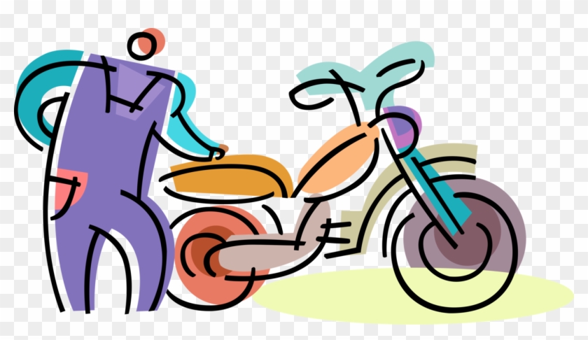 Vector Illustration Of Motorcyclist Rides Motorcycle - Vector Illustration Of Motorcyclist Rides Motorcycle #1708951