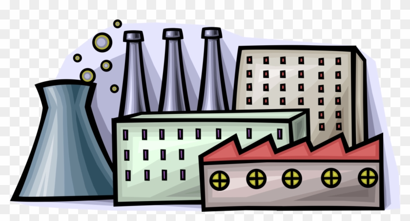 Vector Illustration Of Nuclear Power Plant Provides - Industrial Site Clip Art #1709090