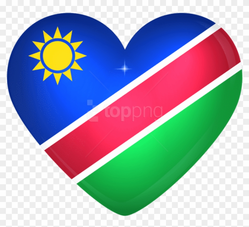 Free Png Download Namibia Large Heart Flag Clipart - Namibian Flag #1709106