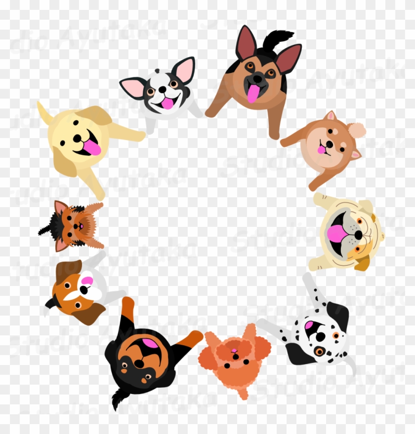 Sitting Dogs Circle Frame - Dogs Sitting In A Circle #1709197