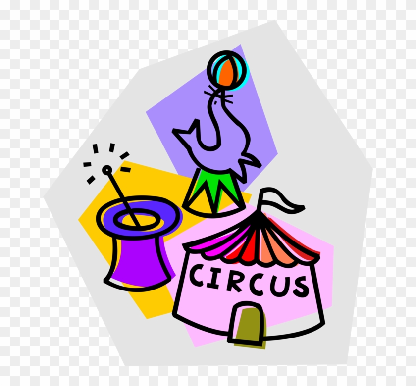 Vector Illustration Of Big Top Circus Tent With Trained - Vector Illustration Of Big Top Circus Tent With Trained #1709367