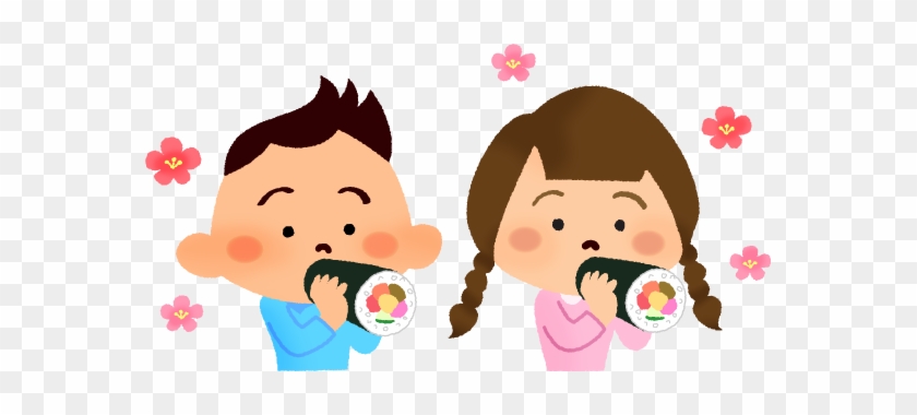 Children Eating Ehoumaki - Cartoon #1709389