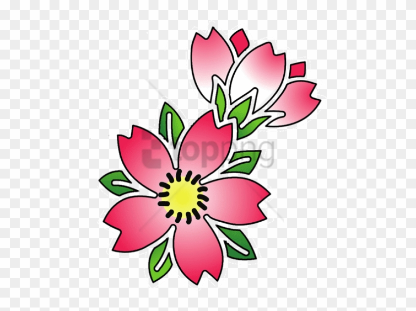 Free Png Cherry Blossom Flower Tattoo Outline Png Image - Cherry Blossom Tattoo Flash #1709479