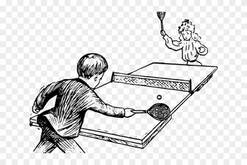 Ping Pong Clipart Teni - Playing Ping Pong Drawing #1709713