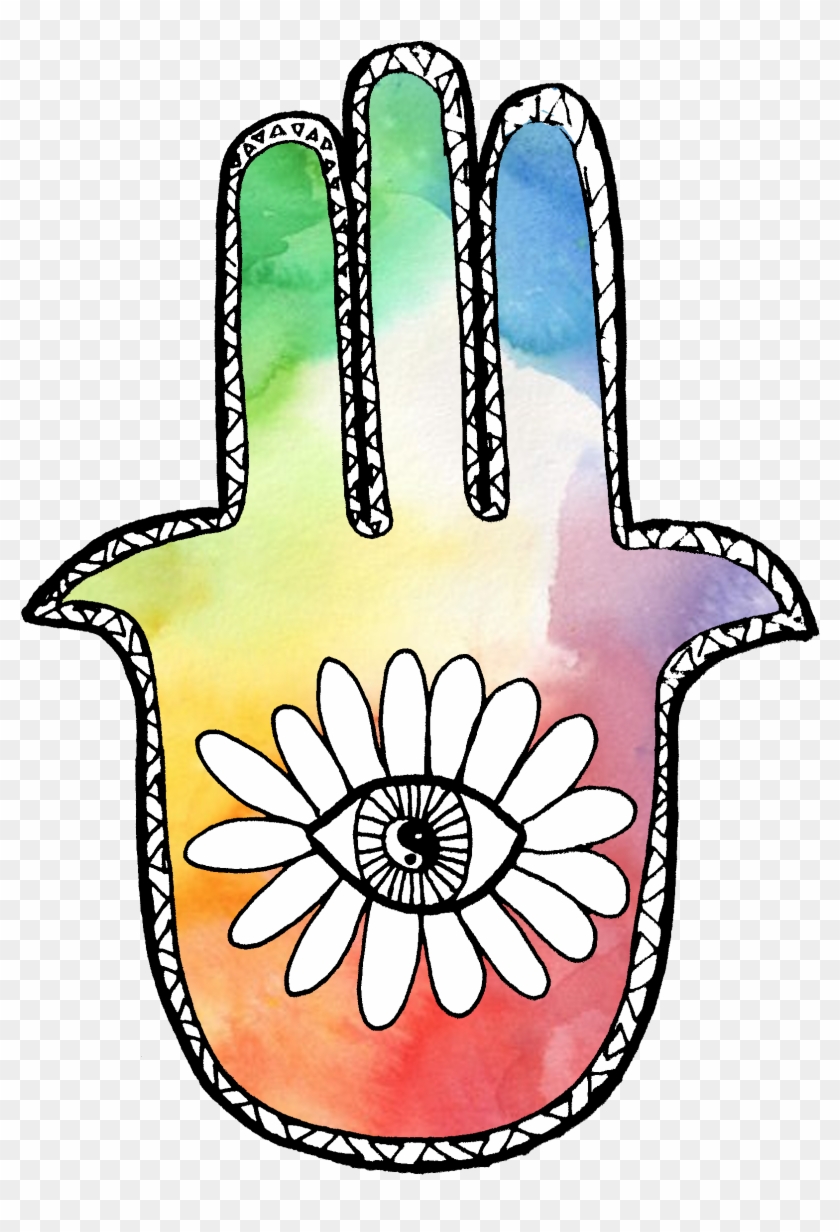 Rainbow Watercolor Hamsa - Drawing #1709811