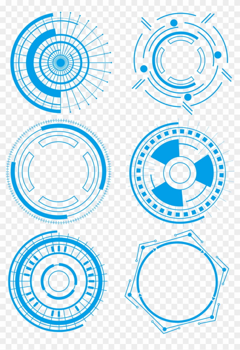 Technology Border Blue Simple Lines Png And Psd - Circle #1710017