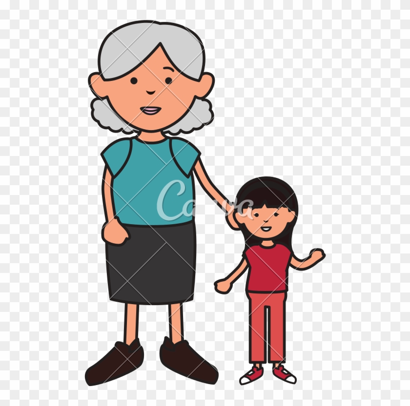 Grandmother With Granddaughter Avatars - Cartoon #1710337