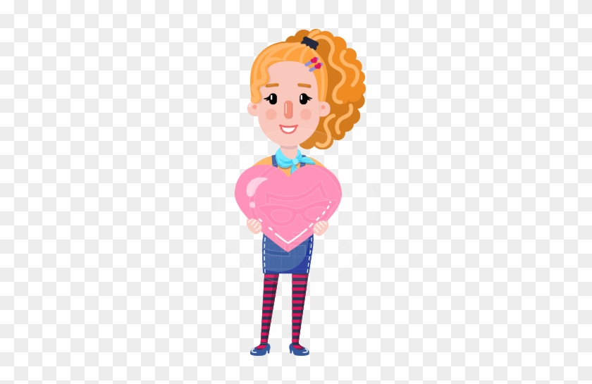 Cute Blonde Girl In Flat Style Cartoon Character - Cartoon #1710387