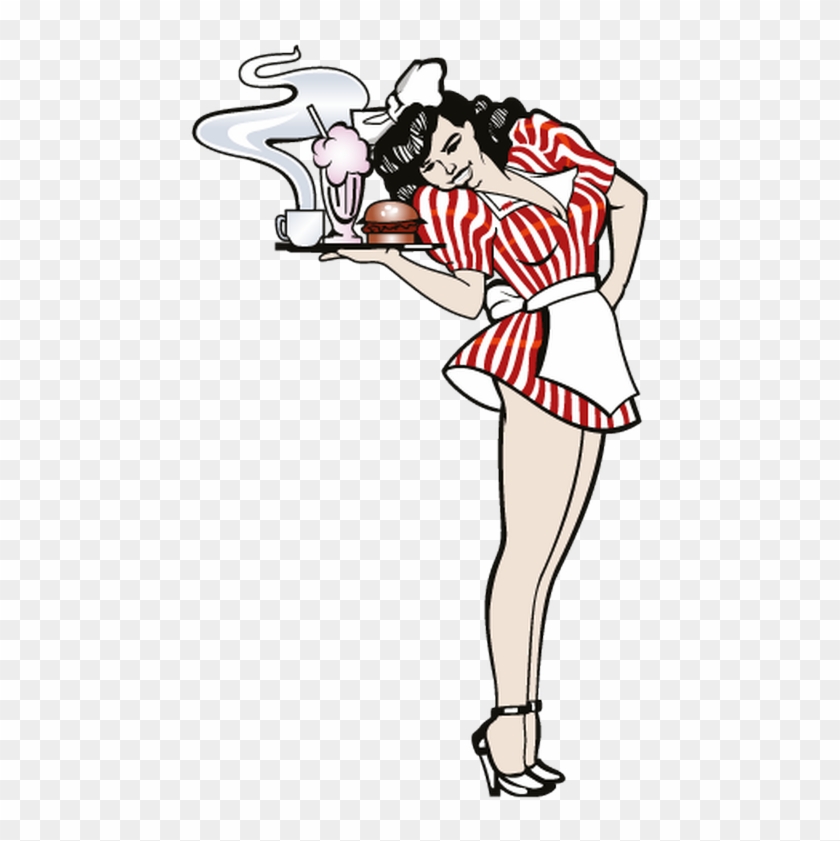 Decorative Sticker - Pin Up Girl Waitress #1710516