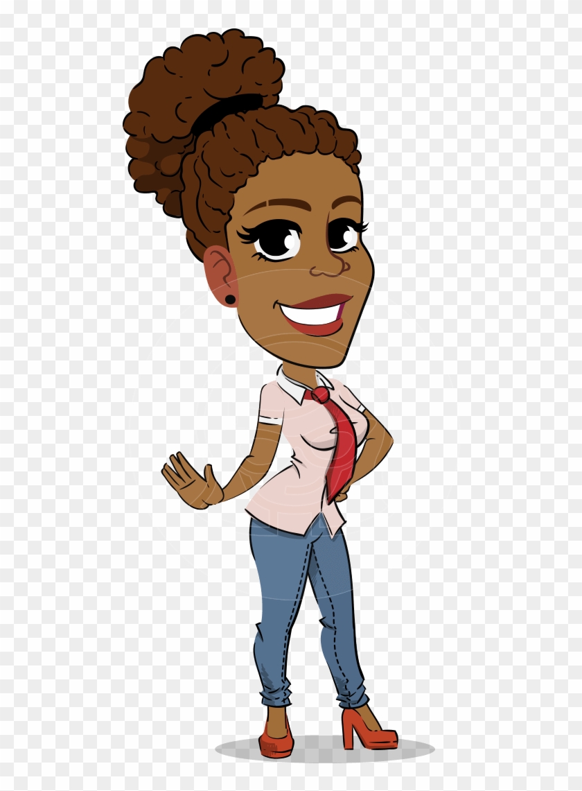 Flat Cartoon African-american Girl Vector Character - Cartoon #1711176