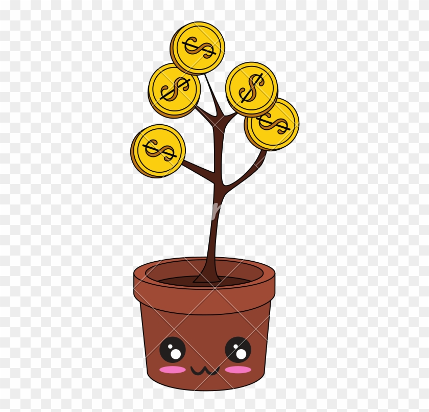 Kawaii Money Plant Icon - Flowerpot #1711224