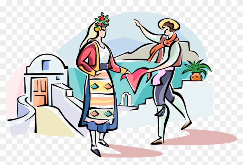 Vector Illustration Of Traditional Greek Wedding Ritual - Greek Dance Clip Art #1711287