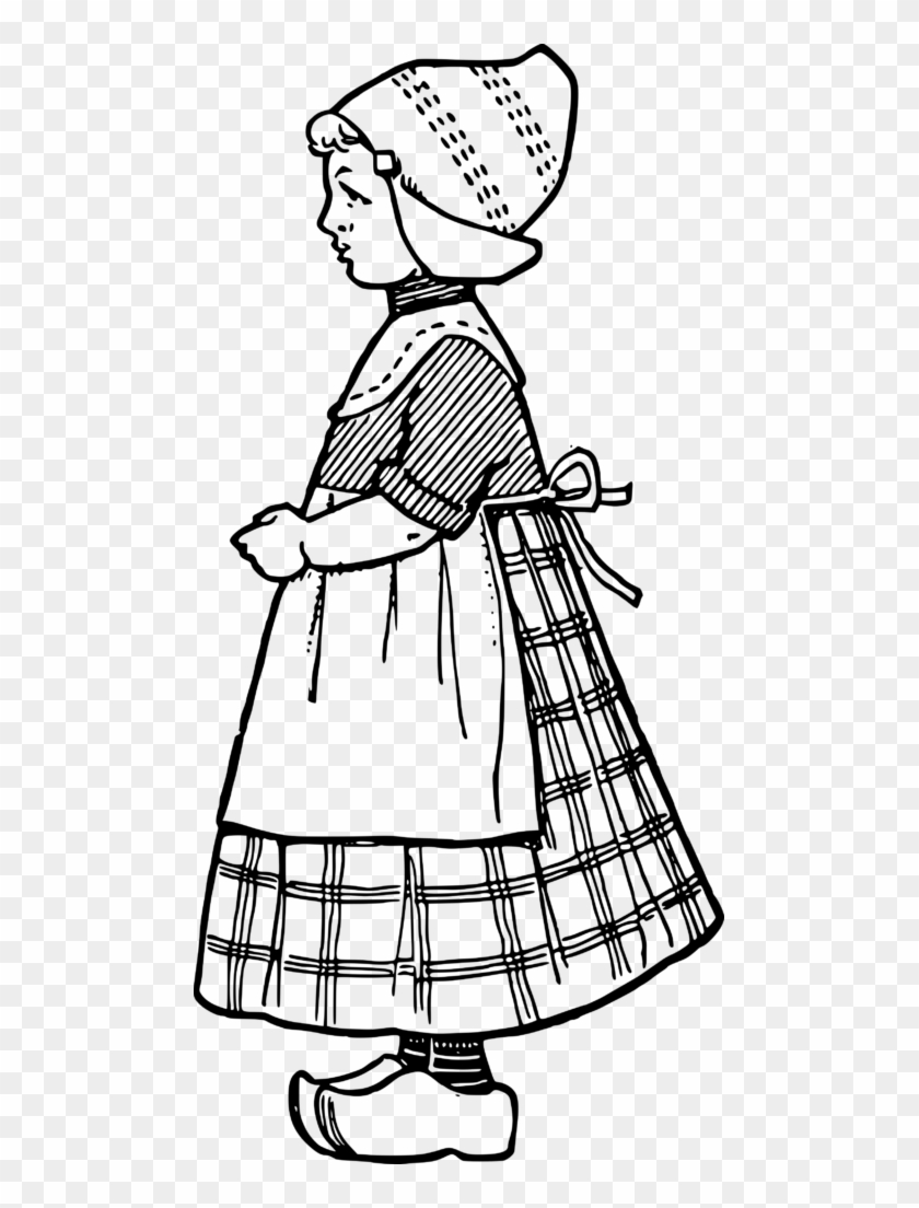 Vintage Frame Clip Art - Dutch Girl Drawing #1711455