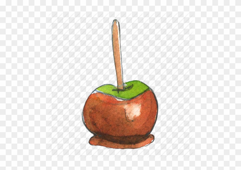 Caramel Apple Watercolor Clipart Candy Apple Caramel - Watercolor Caramel Apple #1711495