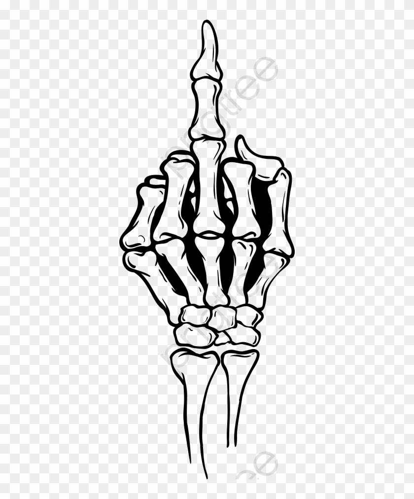 Vector Skull Finger Png Clipart - Skeleton Middle Finger Drawing #1711576.