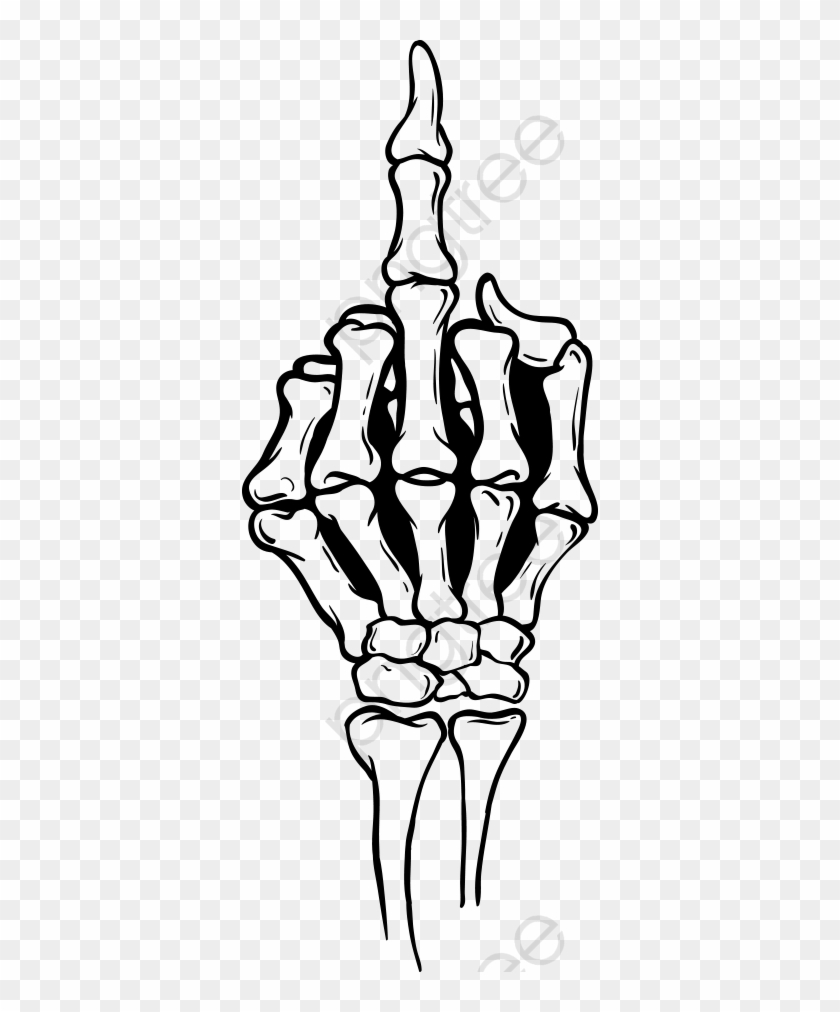 Vector Skull Finger Png Clipart - Skeleton Middle Finger Drawing #1711576