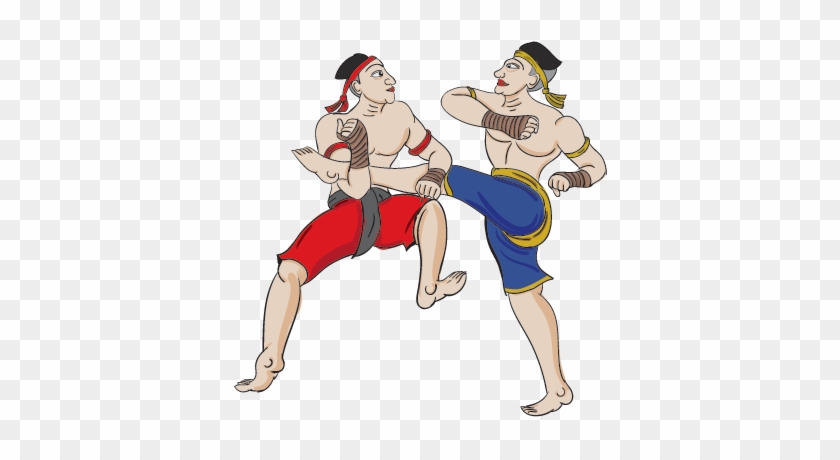 Two Asia Men Kick Boxing Cartoon Wall Sticker - Boxing Cartoon Png #1711810