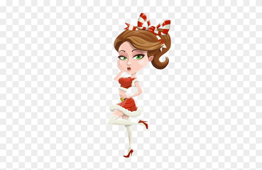 Pretty Christmas Girl Cartoon Vector Character Aka - Flirty Female Cartoon Characters #1712480