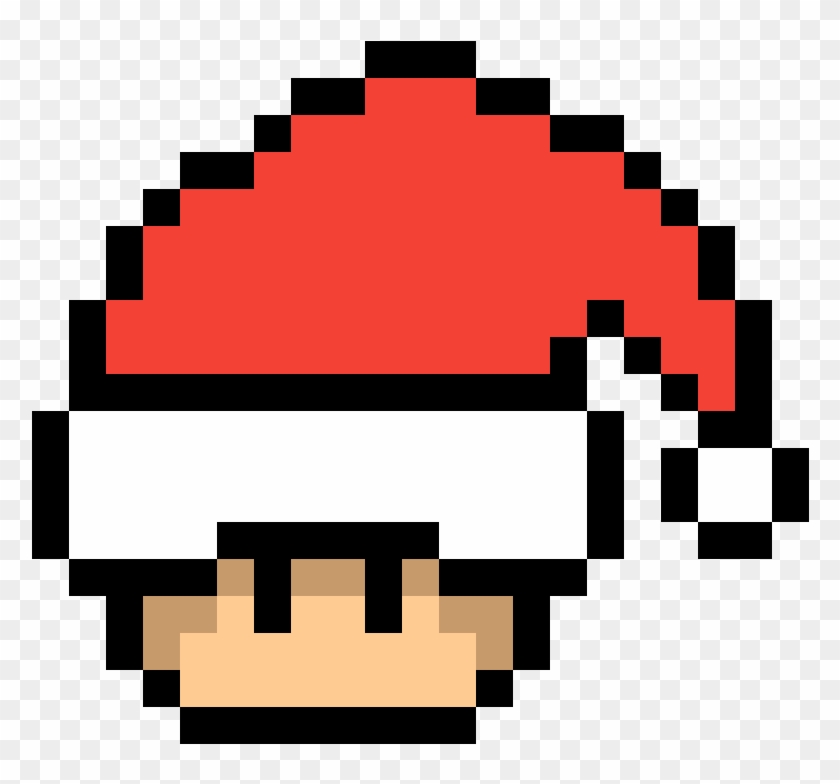 Santa Hat Mario Toad - Angry Face Pixel Art #1712571
