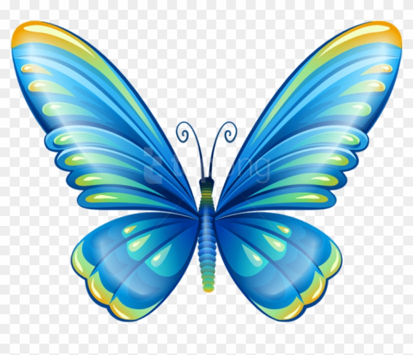 Free Png Download Large Art Blue Butterfly Clipart - Blue Butterfly Clipart Png #1713193