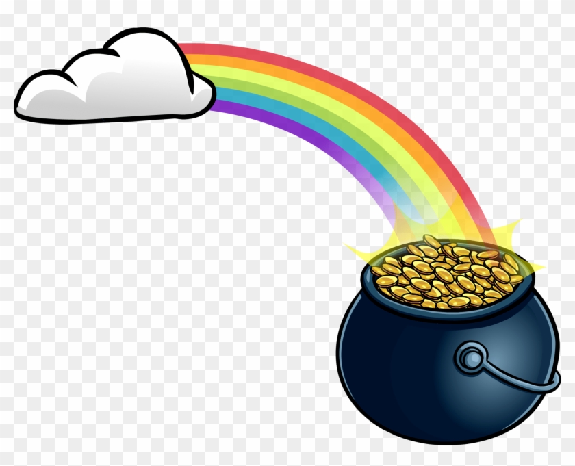 Rainbow With Pot ' Gold Club Penguin Wiki Fandom - Pot Of Gold Rainbow Clipart #1713414