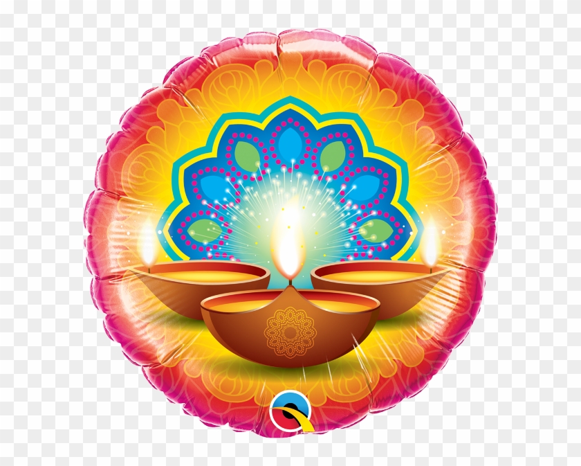 18" Round Diwali Festival Of Lights Foil Balloon - Balloons #1714045