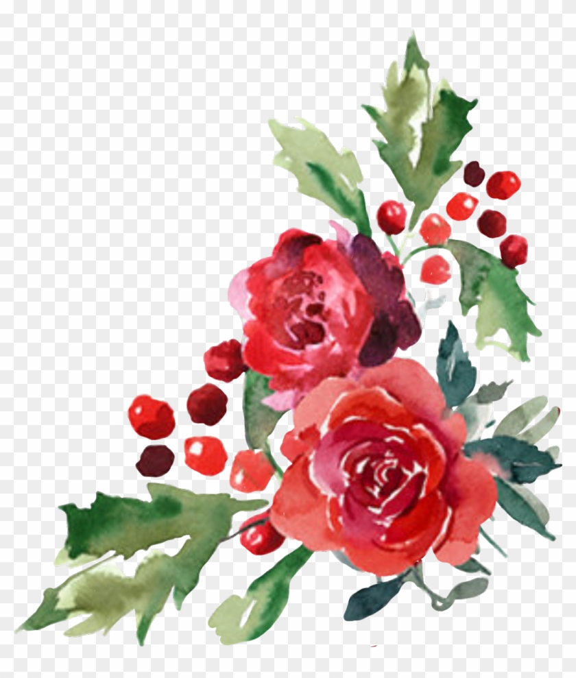 #watercolor #flower #flor #flores #cornerdesign #christmas - Christmas Flower Watercolor Png #1714239