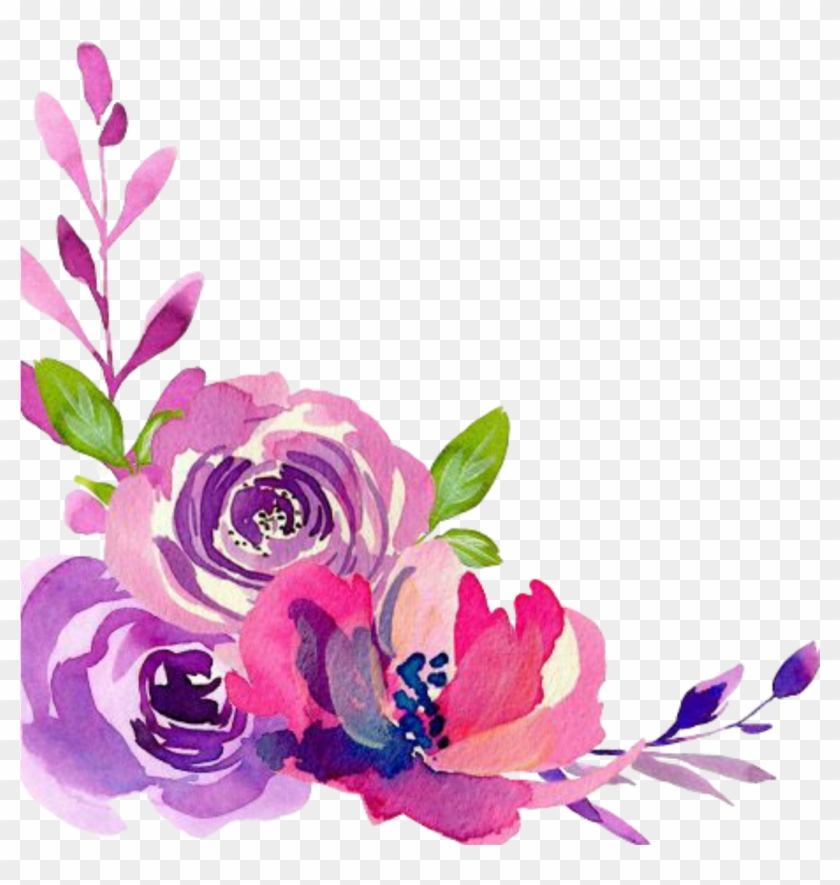 Ftestickers Sticker - Watercolor Flower Corner Border Png #1714240