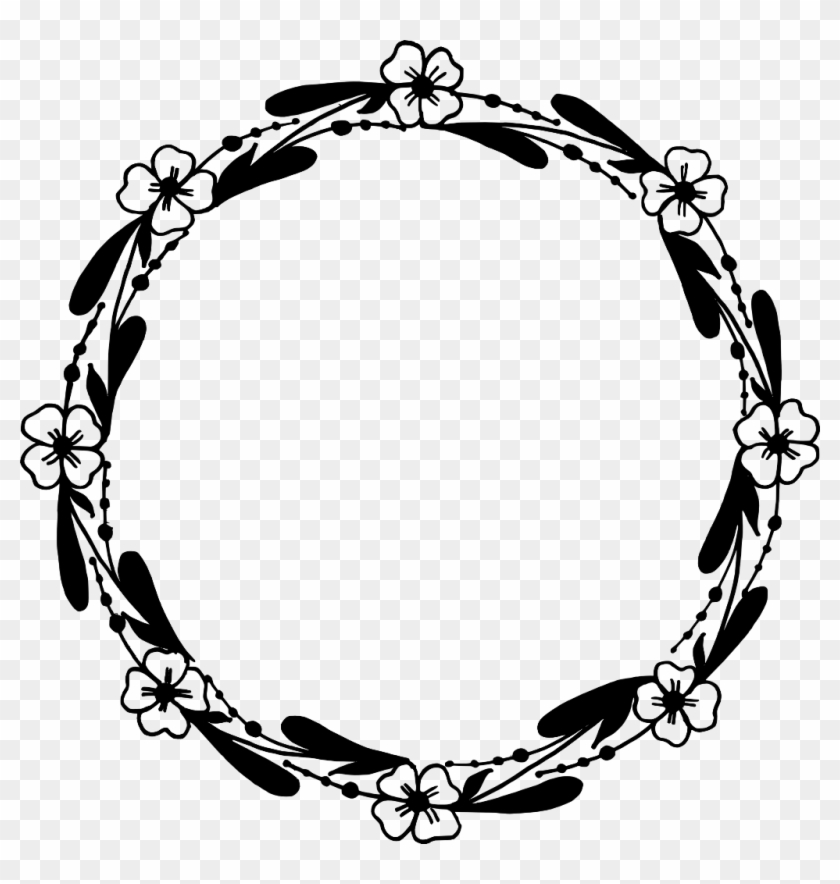 #border #frame #wreath #circle #round #fleaves #floralwreath - Circulo De Flores Blanco Y Negro Png #1714304