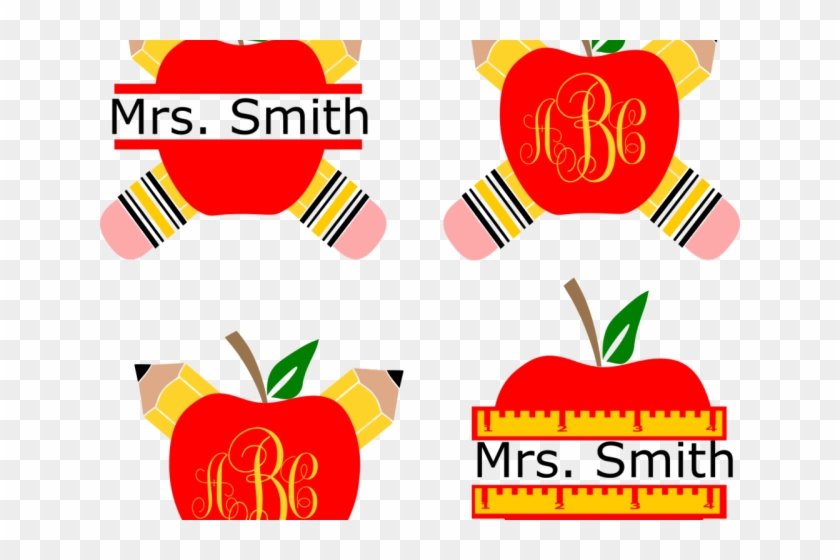 Teacher Clipart Monogram - Teacher Clip Art Apple #1714625