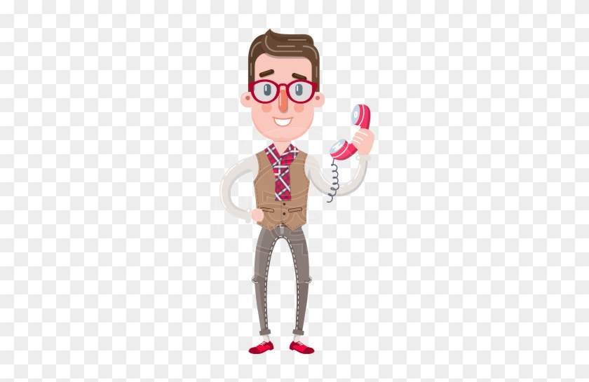 Smart Office Man Cartoon Character In Flat Style - Male Cartoon Character #1714629