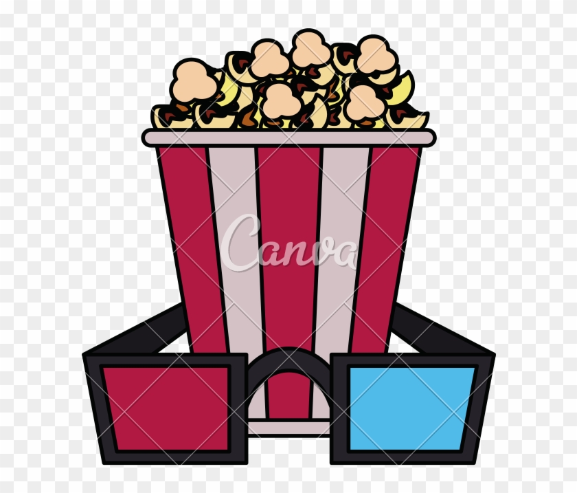 Popcorn Bucket With 3d Glasses Icon - Popcorn Bucket With 3d Glasses Icon #1715366