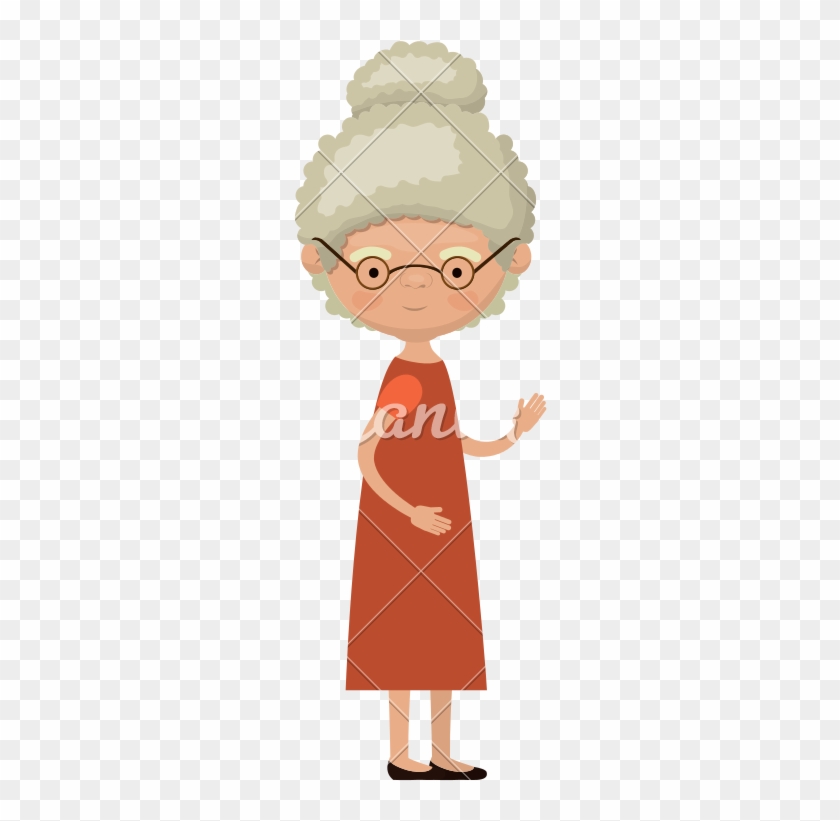 Pictogram Of Happy Elderly Woman - Cartoon #1715625
