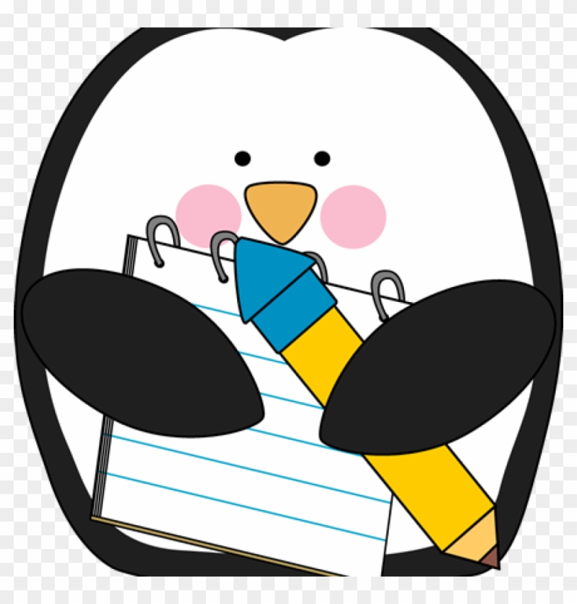 Penguin Clip Art Penguin With A Notepad And Pencil - Penguin Cartoon Pencil #1715802