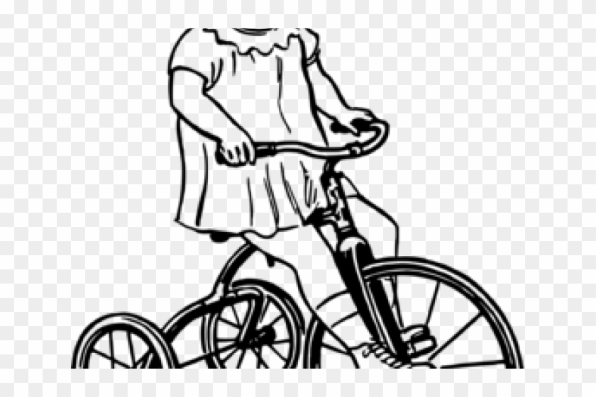 Pushbike Clipart Harley Davidson - Tricycle Girl Drawing #1716301