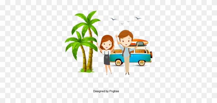 Banner Download Family Traveling Clipart - Pohon Kelapa Pantai Vektor #1716417