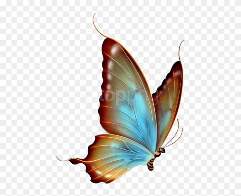 Free Png Download Brown And Blue Transparent Butterfly - Transparent Background Butterfly In Png Format #1716450