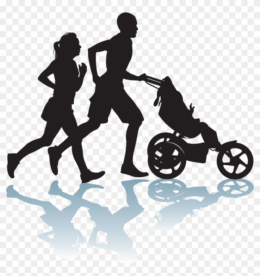 Exercise Silhouette Clip Art At Getdrawings - Running With Stroller Clipart #1717148